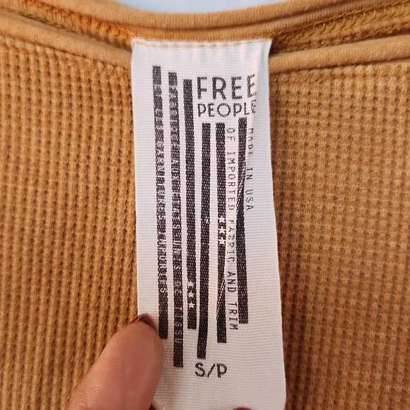 Free People Tan and White Ombre Long Sleeve Top, Small Size - Picture 5 of 7